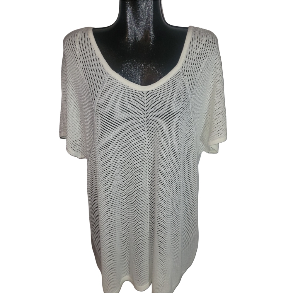 Addition Elle White Knit Short Sleeve Top Size 4X